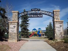 the entrance to old town park in oren park, colorado is pictured on this sunny day