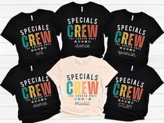 Don't forget the Specials Crew Teacher Team!  This is a great shirt for teachers who teach the elective classes or "specials" courses that the kids choose!  The shirt includes a funny phrase, "the chosen ones" to highlight the fact that students choose these classes. This Custom Teacher Shirt is the perfect Personalized School Tee where everyone can enjoy their Matching Team Tees to show school pride!   This would also make a great school staff gift for back to school season. **GET 60% OFF NOW BY SIGNING UP FOR MY VIP CLUB! Open a new tab in your web browser and go to JTMCLUB.COM for instant savings! This is a 5-star rated shop so you can shop with confidence that your satisfaction is my top priority.  Please send me a message if you have any questions about the products.  STANDARD PRODUCT Teacher Team Shirts Unisex, Teacher Team Shirts Prek, Teacher Break Shirt, Chosen Ones, The Specials, Teacher Clothes, Teacher Halloween, Teacher Team, Vip Club