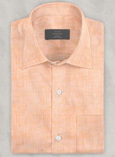 Breathe casual refinement into your day-to-day collection with our European Pale Orange Linen Shirt that surely makes you look stylish. 
 
 Crafted from pure linen, the shirt will enhance your style while taking your overall look to the next level. 
   
 Made according to your measurements for the special you. 
 
 Pamper yourself, get this shirt made exclusively for you now! Summer Formal Linen Shirt, Formal Short Sleeve Linen Top, Modern Linen Shirt With Spread Collar, Semi-formal Linen Shirt With Spread Collar, Classic Linen Shirt For Semi-formal Occasions, Classic Semi-formal Linen Shirt, Formal Short Sleeve Linen Shirt, Classic Orange Summer Shirt, Semi-formal Linen Top With Spread Collar