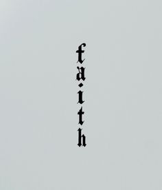 the word faith written in black ink on a white background with an airplane flying overhead