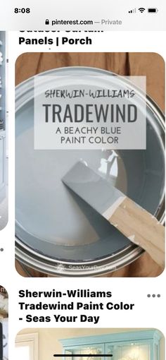 an advertisement for sherylin williams's tradewind paint color