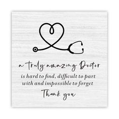 a thank card with a stethoscope in the shape of a heart on it