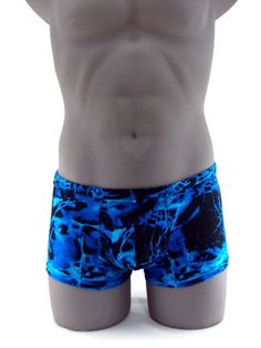 Electric Blue Square cut  Men Swimsuit Blue Swimwear With Built-in Shorts For Swimming, Blue Fitted Boxer Briefs For Summer, Blue Boxer Briefs With Built-in Shorts For Beach Season, Fitted Blue Boxer Briefs For Summer, Summer Fitted Blue Boxer Briefs, Fitted Blue Boxer Briefs With Built-in Shorts, Blue Stretch Boxer Briefs For Beach Season, Blue Short Swimwear For Swimming, Fitted Boxer Briefs For Surfing And Beach Season