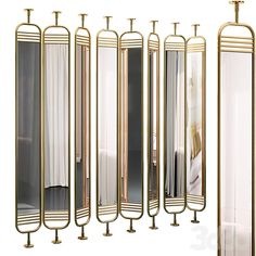 an art deco room divider is shown with mirrors in the middle and on the sides