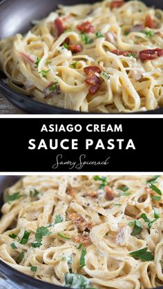 Asiago Cream Sauce Pasta. Asiago Cream Sauce, Asiago Pasta, Cream Sauce Pasta, Cream Sauce Recipes, Sauce Pasta, Easy Pasta Dishes, Asiago Cheese, Tasty Pasta, Asiago