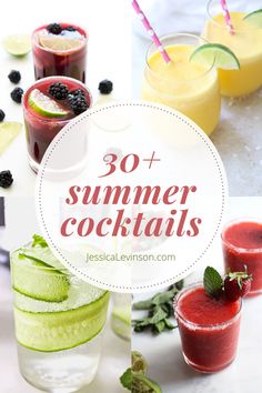 several different types of drinks with the words 30 summer cocktails