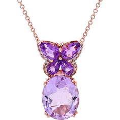 Elegant 14K Rose Gold Amethyst Butterfly Pendant - 5.20 Carat Total Gem Weight Luxury Rose Gold Amethyst Necklace, Luxury Purple Amethyst Gemstones, Luxury Lavender Jewelry With Gemstone Accents, Luxury Purple Gemstones For Gift, Luxury Amethyst Gemstones For Gift, Luxury Amethyst Gemstones As Gift, Luxury Lavender Jewelry As A Gift, Elegant Lavender Amethyst Gemstone, Luxury Lavender Amethyst Jewelry