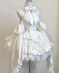 Japanese Lol Fashion, Cute Angel Outfit, Short Frilly Dress, Moon Based Outfits, Cute Aesthetic Outfits Korean, Vtuber Hairstyles, Cute Clothes Design, Cute Cosplay Outfits, Types Of Outfits Style