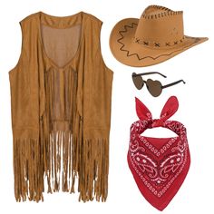 PRICES MAY VARY. 100% Polyester Imported Package Includes:You will get 1 cowgirl hat ,1 cowgirl fringe vest, 1 bandanas and 1 heart glass in your package, so you don't have to worry about matching for classic Western Cowgirl Outfits Set Suitable Size :The fringe vest is soft and stylish，Each cowboy hat measures about 13.4*14.96*4.7inch, a suitable wearing size for most people; With a adjustable rope on it, you can adjust the tightness according to your needs; The bandana is 55 x 55 cm/ 21.6 x 21 Men Halloween Costumes, Western Cowgirl Outfits, Cowgirl Costume, Fringe Vest, Shaped Sunglasses, Cowgirl Hat, Heart Shaped Sunglasses, Mens Halloween Costumes, Country Concerts