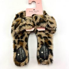 New Kate Spade Leopard Print Slippers. Size: 7 Style Name: Sandy Rn#: 102760 Please See Photos For Details. Photos Are Of The Actual Kate Spade Slippers For Sale. Bundle And Save On Shipping Items Shipped The Same/Next Day Kate Spade Slippers, Kate Spade Pjs, Leopard Print Ugg Slippers, Leopard Slippers, Floral Flip Flops, Bow Flip Flops, Pink Slippers, Chic Leopard Print Heels With 4-inch Heel, Black Slippers