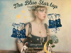 the blue star top crochet pattern by tig g craft is featured in this image