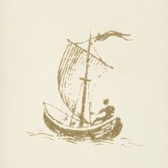 a drawing of a man in a boat on the water