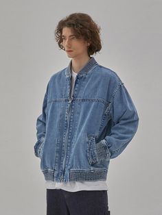 This bomber jacket is from Cork denim collaboration collection line. Ideal for daily wear during transitional months, it's designed with trendy oversized silhouette and comfort banding edges. - Zip-up fastening- Two front welt pockets- Banding neck, cuffs and hem- Oversized fit Medium Wash Outerwear With Zipper For Streetwear, Medium Wash Outerwear With Zipper Closure For Streetwear, Denim Blue Zipper Outerwear For Streetwear, Denim Blue Outerwear With Zipper Closure For Streetwear, Denim Outerwear With Zipper Closure For Streetwear, Denim Blue Zipper Closure Denim Jacket For Streetwear, Denim Blue Zipper Denim Jacket For Streetwear, Denim Blue Denim Jacket With Zipper Closure For Streetwear, Denim Blue Jacket With Zipper For Streetwear