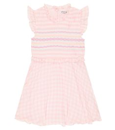 Perfect for tea parties and picnics in the park, this Self-Portrait Kids dress has charming ruffle trims at the waist, neckline, and sleeves. This gingham-printed style has intricate embroidery at the comfortably smocked bodice. | Self-Portrait Kids Gingham embroidered dress Tea Party Kids Dress, Gingham Short Sleeve Dress With Smocked Bodice, Self Portrait Dresses, Self Portrait Kids, Self Portrait Dresses 2022, Self Portrait Dress Pink, Farfetch Kids Dress, Ruffle Trim, Embroidered Dress