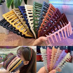 Great Shopping Women Resin Hair Comb Hairband Non-Slip Headband Hair Hoop With Teeth Headwear, Womens Accessories Hair Hoop, Female Girl, Hair Decorations, Hair Hoops, Headband Hair, Headband Hairstyles, Hair Comb, Hair Band, Gifts For Girls