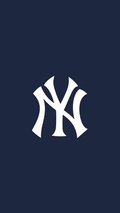 the new york yankees logo in white on a dark blue background with a black and white nike