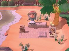 Animal crossing Animal Crossing Picnic Area, Beach Area Animal Crossing, Picnic Animal Crossing, Acnh Beach, Beach Basketball, Ideas Picnic, Gaming Ideas, New Animal Crossing