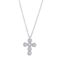 0.25ct Round Cut Diamond Cross Pendant in 14k White Gold Diamond Evil Eye Bracelet, White Gold Cross Pendant, Color Stones Jewelry, Diamond Tops, Minimalist Necklace Gold, Tiny Cross, Diamond Evil Eye, Diamond Eyes, Necklace For Girlfriend