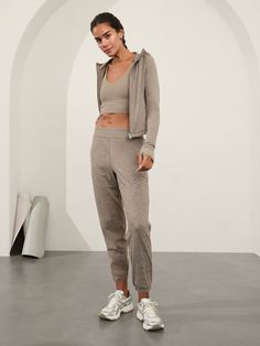 FOR: Yoga or studio practice FEEL: Cozy, brushed, live-in comfortable FAVE: Ribbed waistband for rest-day comfort and studio-time mobility Easy-access stash pockets Relaxed with room to move High rise, sits at the natural waist Loose around the thigh, tapering toward the hem Inseam: 26 1/4". Yoga Outfits, Athleisure Women, Bra Dress, 2024 Christmas, Pinterest Outfits, Bottom Clothes, Petite Size, Yoga Clothes, Active Wear For Women