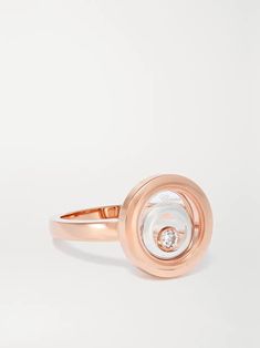 CHOPARD Happy Spirit 18-karat rose and white gold diamond ring | NET-A-PORTER Luxury Rose Gold Diamond Ring With Polished Finish, Luxury Rose Gold Rings For Proposal, Luxury Rose Gold Proposal Rings, Luxury Rings With Rotating Bezel For Formal Occasions, Luxury White Gold Rings With Rotating Bezel, Elegant Anniversary Ring With Rotating Bezel, Yellow Gold Diamond Rings With Rotating Bezel, Luxury Rose Gold Diamond Ring With Bezel Setting, Luxury 14k Rose Gold Jewelry With Single Diamond