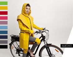 This softshell water repellent set includes: 1 Fioda coat, 1 Fiodi vest, 2 Fiolla knee warmers. We have created this bundle for avid cyclists: if you like to use a bike as your transportation, no matter the weather, the time of day, if you are going to work or to a social meeting.  As big fans of layered clothing, we put this set together with style, practicality and color in mind. Wear a FIODI vest underneath the same colored FIODA coat, or wear them separate, keeping you warm in any weather an Layered Clothing, Knee Warmers, Present For Mom, Gift Idea For Women, Yellow Raincoat, Big Collar, Spring Jacket, Dark Turquoise, Raincoats For Women