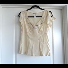 Nwt Size 8 Pale Pink/Champagne Silk Top With Beaded Neckline Is Gorgeous! Tags Are Still Attached!! Elegant Beige Embellished Tops, Elegant Embellished Beige Tops, Elegant Cream Embellished Tops, Embellished Cream Tops For Spring, Chefs Kiss, Virtual Wardrobe, Beaded Neckline, Beaded Top, Nanette Lepore