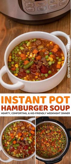 the instant pot hamburger soup is ready to be eaten