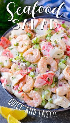 seafood salad with shrimp and celery in a bowl