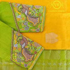 Green Embroidery Blouse, Traditional Saree Blouse Designs, Peacock Embroidery, Cotton Blouse Design, Blouse Ideas, Best Blouse Designs