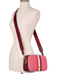 Refined pebble leatherInside multifunction pocketDouble zip closure, fabric liningOutside slip pocketDetachable strap with 22" drop for shoulder or crossbody wear9 3/4" (L) x 6 1/4" (H) x 3 1/2" (W)Style No. C4079Color: Confetti Pink Mango Multi Gold Ounce, St Helena, Prada Designer, North Korean, Pebbled Leather, 4 H, Confetti, Color Blocking, Clutch Bag