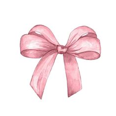 a watercolor drawing of a pink bow