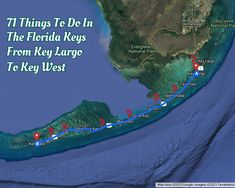 a map of the florida keys with red and blue markers on it's sides