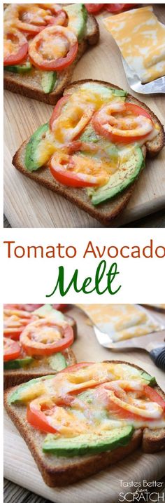 tomato avocado mele sandwich with cheese and lettuce on toasted bread