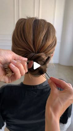 Antonina Ilchenko on Instagram: "✨ Here’s a quick bun tutorial. Let me know if you’d like to see the first part, focusing on the crown area ✨  Makeup artist: @muyvette  Model: @sydnieannefr  Earrings: @medzebride   _____ #tonyastylist#updoeducator#updoeducation#videotutorial#hairvideo#hairstyles#newreel#newtrends#hairstylist#trendyhair#bostonhair#updovideo#updoinspo#updostyle#bridalhair#lowbun" Low Bun Hairstyles Shoulder Length, Formal French Twist Updo, Diy Up Do, Wedding Updo Videos, Side Buns Hairstyle, Hair With Fascinator Hairstyles, How To Make Bun Hairstyle, Low Bun Tutorial Easy