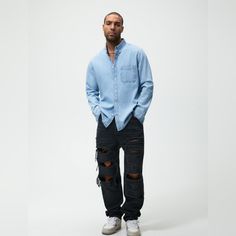 New With Tags 6987/410 Price Is Firm #Mm258 Price Is Firm Casual Button-up Relaxed Fit Jeans, Blue Relaxed Fit Button-up Jeans, Zara Casual Relaxed Fit Shirt, Zara Casual Button-up Shirt, Casual Zara Button-up Shirt, Casual Denim Blue Shirt For Streetwear, Blue Denim Shirt For Streetwear, Blue Denim Streetwear Shirt, Spring Urban Button-up Shirt