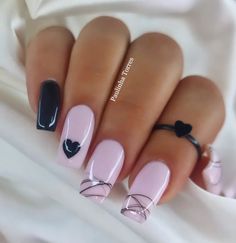 Nohti 2024, Pink Black White Nails, Wow Nails, Simple Gel Nails, Work Nails, Her Nails