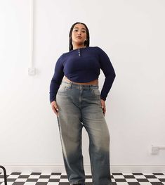 Jeans van Collusion Exclusief bij Asos Baggy model Hoge taille Riemlussen Met vijf zakken Formal Dress Shops, Wide Jeans, Plus Size Skirts, Maxi Dress Trend, Plus Size Jeans, Adidas Samba, Orange Dress, Charlotte Tilbury, Tea Dress