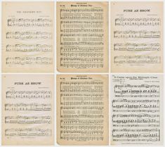 four pages of sheet music from the early 20th century