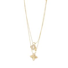 Are you ready to get lucky? Our Handmade 10KT Gold Double Clover Necklace is here to help you do just that! This one-of-a-kind necklace features not one, but two stunning clover pendants, each adorned with sparkling cubic zirconia gemstones. Made from solid 10KT gold and measuring 18 inches in length, this necklace is sure to turn heads wherever you go. * Gleaming in Yellow Gold: Our necklace is crafted from genuine 10kt gold * Versatile Length: 18-inch necklaces * Sparkling Stones: Each piece i Gold Flower Pendant Jewelry With Cubic Zirconia, Yellow Gold Plated Diamond Necklace, Gold Cubic Zirconia Flower Pendant Jewelry, Gold-tone Diamond Necklaces For Gifts, Gold-tone Diamond Necklace For Gift, Gold Cubic Zirconia Diamond Necklace With Flower Pendant, Gold Cubic Zirconia Necklace In Fine Jewelry Style, Gold Diamond Necklace With Cubic Zirconia Flower Pendant, Gold Cubic Zirconia Necklaces Fine Jewelry