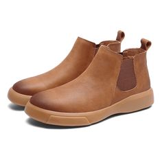 Color: Black,Brown,Khaki Closure Type: Slip-On Feature: Slip Resistant Size: US 10.5,US 8,US 9,US 10,US 11,US 11.5,US 7.5,US 8.5,US 6.5 Shoes Type: Chelsea Boots Upper Material: Cowhide Outsole Material: Rubber Brown Slip-on Chelsea Boots With Leather Sole, Brown Plain Toe Chelsea Boots For Fall, Leather Chelsea Boots For Fall, Brown Slip-on Chelsea Boots With Rubber Sole, Leather Martin Boots With Plain Toe For Fall, Fall Leather Martin Boots With Plain Toe, Slip-on Brown Chelsea Boots With Rubber Sole, Brown Plain Toe Martin Boots For Fall, Brown High-top Martin Boots With Rubber Sole