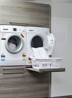 a washer and dryer in a laundry room