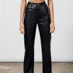 Zara Faux Leather ‘90s Wide Leg Pants (Size 25- Us 0) - Tags Still On, Never Worn. Purchased The Wrong Size And Missed The Return Window. These Pants Are No Longer Sold By Zara. Fitted Faux Leather Pants For Streetwear, Faux Leather Pants For Streetwear, Spring Streetwear Faux Leather Pants, Spring Streetwear Wide Leg Leather Pants, Chic Spring Leather Pants For Streetwear, Trendy Fitted Leather Pants For Streetwear, Edgy Full-length Leather Pants For Spring, Wide Leg Leather Pants For Fall Streetwear, Chic Straight Leg Leather Pants For Streetwear