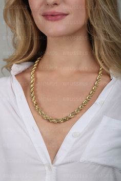 "All Our Jewelry Is MADE OF 100% REAL GOLD  10K Yellow Gold Rope Chain Necklace, 9mm Thick, 22\" 24\" 26\" 28\" 30\" Long, Real Gold Chain, Diamond Cut Chain, Chain For Pendant, Women  Click For All Our ON SALE items https://www.etsy.com/shop/BrusselsGoldNYC?ref=seller-platform-mcnav§ion_id=1  ⭐ ITEM DETAILS:  ► Metal: Yellow Gold ► Solid/ Semi-Solid: Semi-Solid ► Width: 9mm ► Length: 22\",24\",26\",28\",30\" ► Closure: Lobster claw  Best Seller  9 mm 22\"-28.12 gram 24\"-30.68 gram 26\"-31.9 gr Elegant Rope Chain Jewelry In Cuban Link Style, Yellow Gold Necklaces With Cuban Link Rope Chain, Yellow Gold Necklace With Cuban Link Rope Chain, Elegant Cuban Link Rope Chain Necklace, Elegant Gold Diamond Cut Rope Chain Necklace, Elegant Gold Diamond-cut Rope Chain Necklace, Gold Diamond Cut Chain Link Necklace, 14k Gold Rope Chain Luxury Necklace, Luxury Round Rope Chain Necklaces