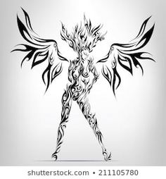 Free Fire Girl, Silhouette Girl, Fire Vector, Fairy Tattoo, Girl Silhouette, Tattoo Art Drawings, Silhouette Free, Creative Tattoos, Line Art Drawings