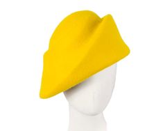 This beautiful yellow ladies fashion hat from Max Alexander winter fashion collection features unusual elegant shape and is made from pure wool felt. Buy ladies hats on-line in Australia and SAVE! Evening Wool Hats, Wide Brim Felt Cloche Hat, Spring Fitted Wool Felt Hat, Spring Wool Felt Hat, Wool Hats For Spring, Yellow Fitted Fedora With Curved Brim, Yellow Fitted Fedora With Short Brim, Fitted Yellow Fedora With Curved Brim, Yellow Fedora With Short Brim