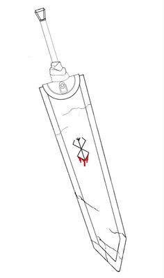 an ink drawing of a tube with a cross on the side and blood coming out of it