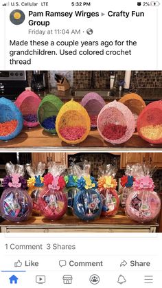 two screenshots of baskets with candy in them