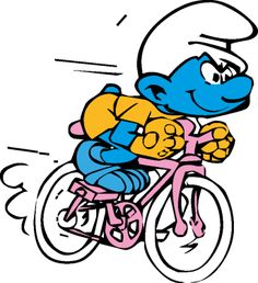 an image of a cartoon character riding a bike with a teddy bear on the back