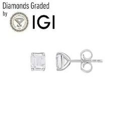 ad eBay - IGI Certified 2Ct Emerald Cut Lab Grown CVD Diamond Stud Earrings 14k White Gold - Buy Now, click the link (eBay)