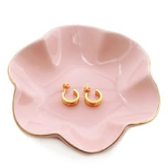 PRICES MAY VARY. The ring holder is made of quality ceramic, sturdy and durable, not easy to tip over or slide off Beautiful and unique ruffled edge with gold trim is cute and elegant, that make the ceramic tray match well with your countertop. Versatile ceramic tray, perfect for all kind of small items, like rings, earrings, necklace, keys, clips, etc. The round small jewelry dish measures 4.7 inch, it can keep your jewelries keep in place, and will not take up much space of your countertop. A Key Holder Bowl, Pink Trinket Dish, Bowl For Keys, Ceramic Jewelry Holder, Ceramic Jewelry Dish, Jewelry Bowl, Key Bowl, Dish Ideas, Dish Ceramic